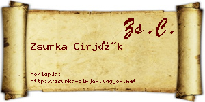 Zsurka Cirjék névjegykártya